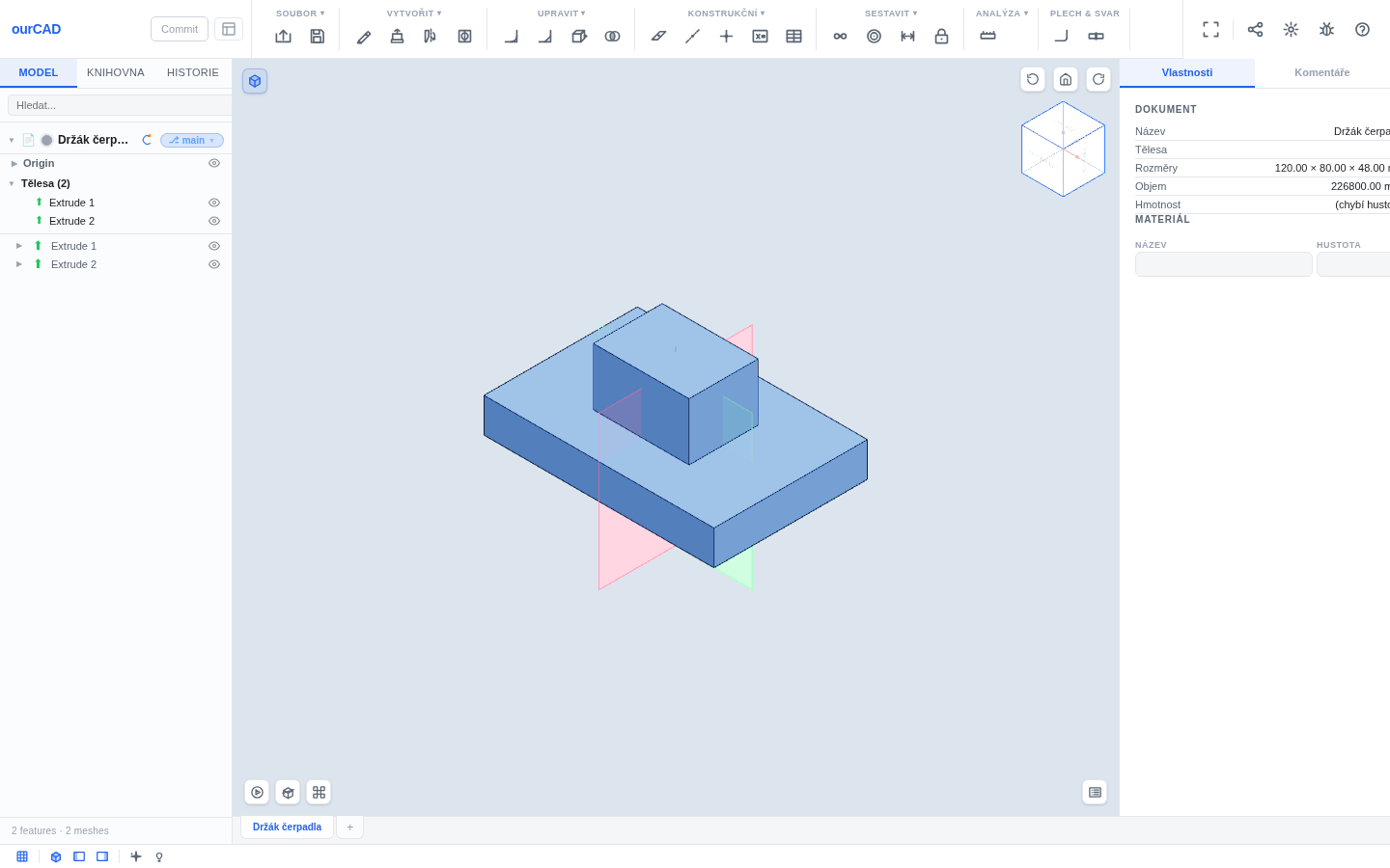 Editor — strom prvků, 3D viewport a panel vlastností